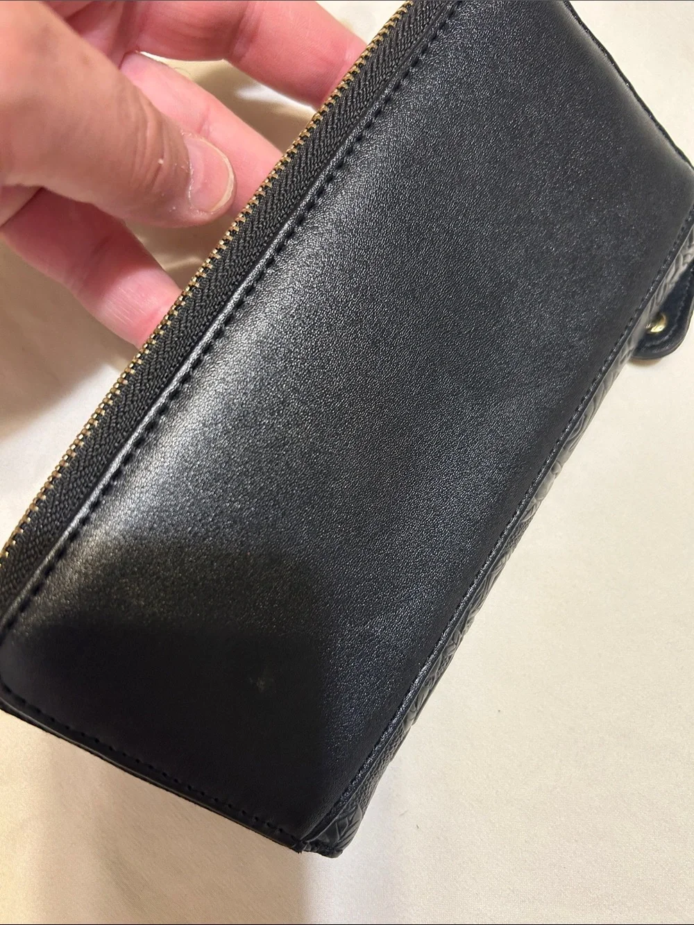 Marc New York Black Floral Embossed Zip Wallet